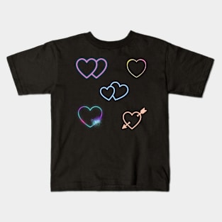 neon hearts sticker pack Kids T-Shirt